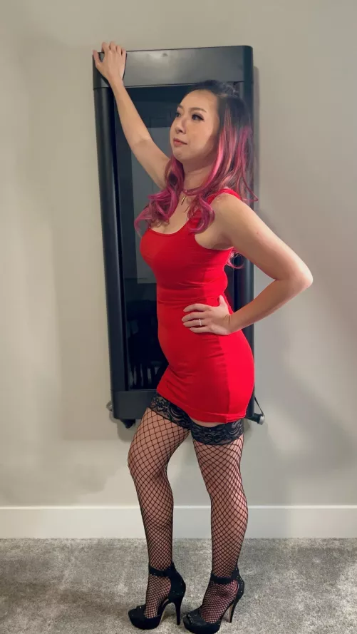 Thigh highs and heels with no panties