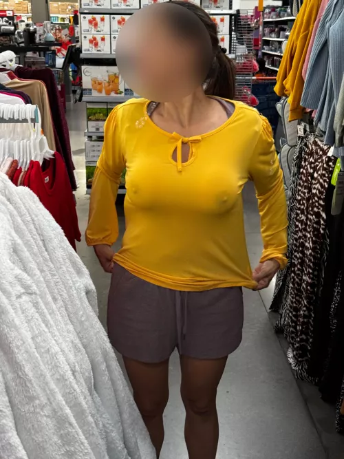 Trying outfits in public at walmart