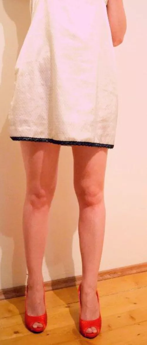 white dress with red heels