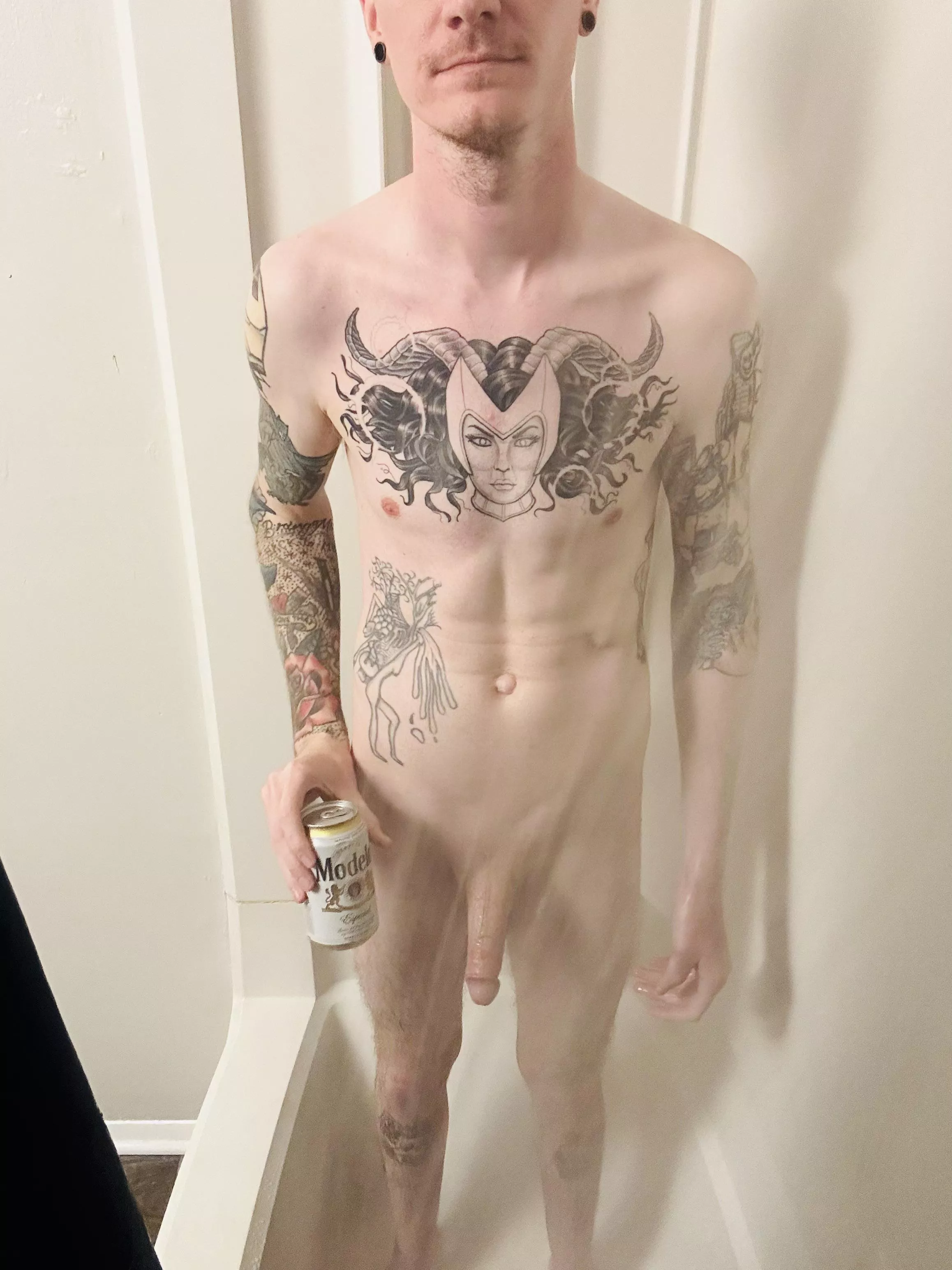 Finishing off the night with a good shower beer