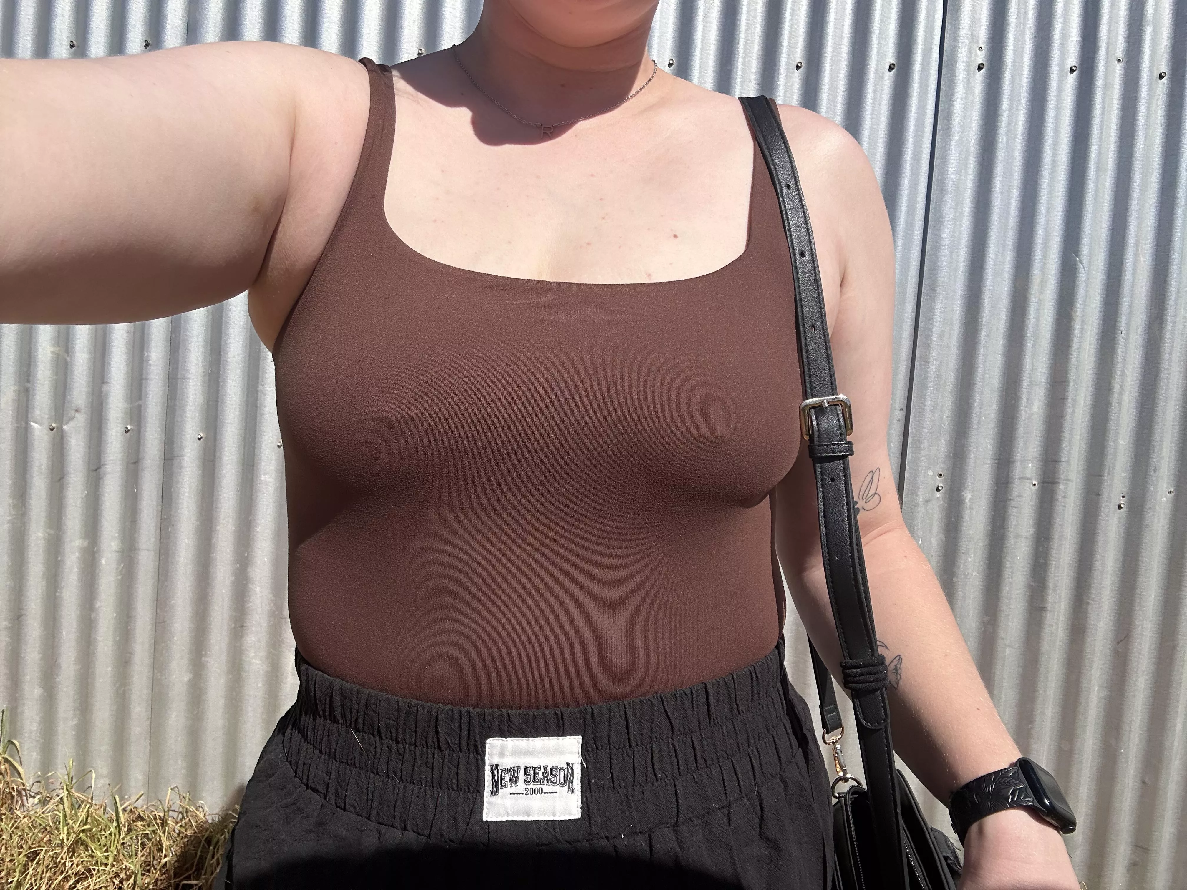 I went out without a bra on to show off my nipple bars hehe