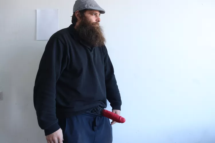 Me, with a big red dildo