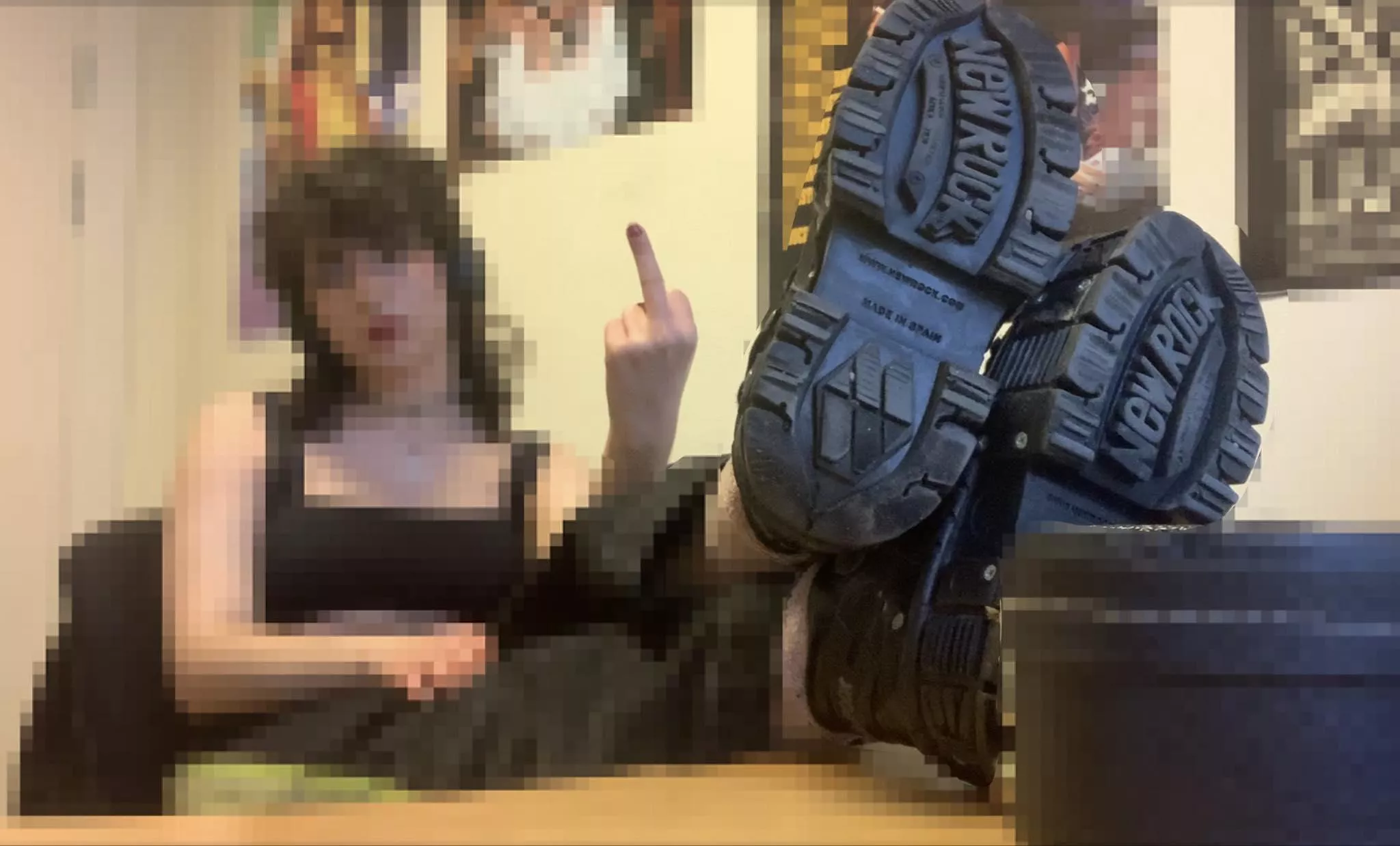 Open your mouth. I am not letting you go til you lick my soles clean, beta