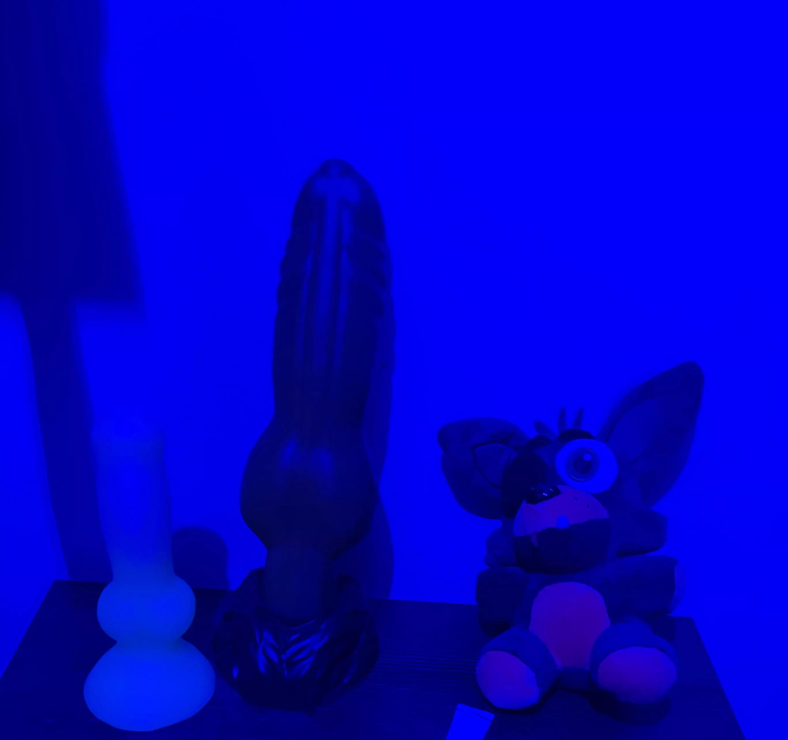 Side by side of my knotted toys