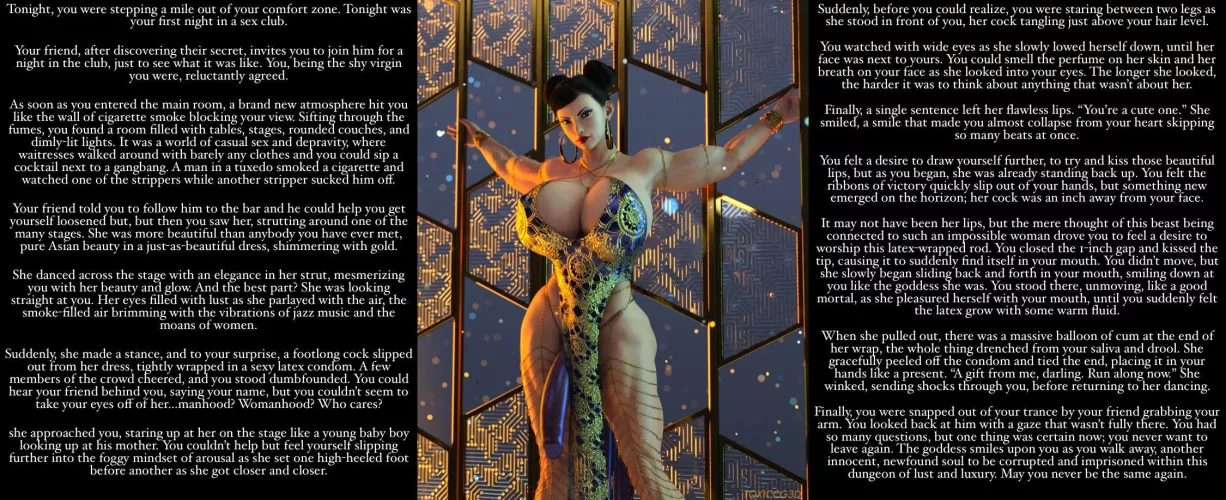 The sighting of a futa goddess [story] [gender neutral POV] [futa dancer] [blowjob] [slight hypnosis/trance] [corruption]