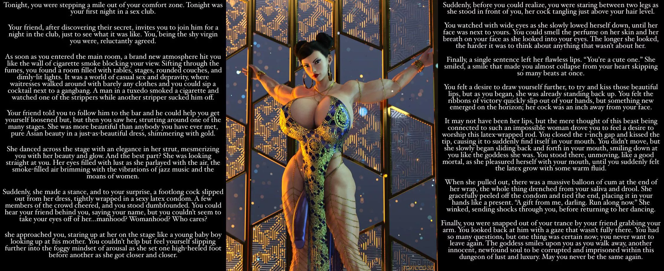 The sighting of a futa goddess [story] [gender neutral POV] [futa dancer] [blowjob] [slight hypnosis/trance] [corruption]