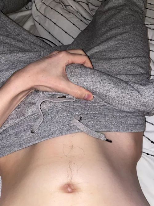 Thick bulge in grey sweats