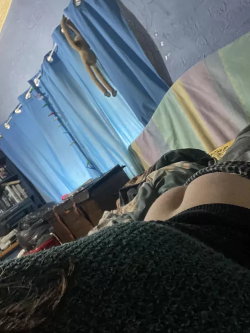 You fall over on my bed and your dick slips inside me