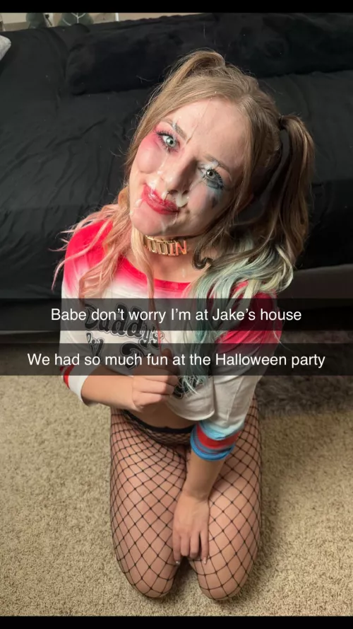 You left early at an Halloween party because you were tired but. When you woke up she wasn’t home and you see this!!