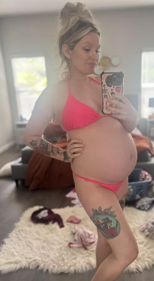 Cleaning out all my skinny clothes in my closet, because I want you to keep me bred with a big belly. 