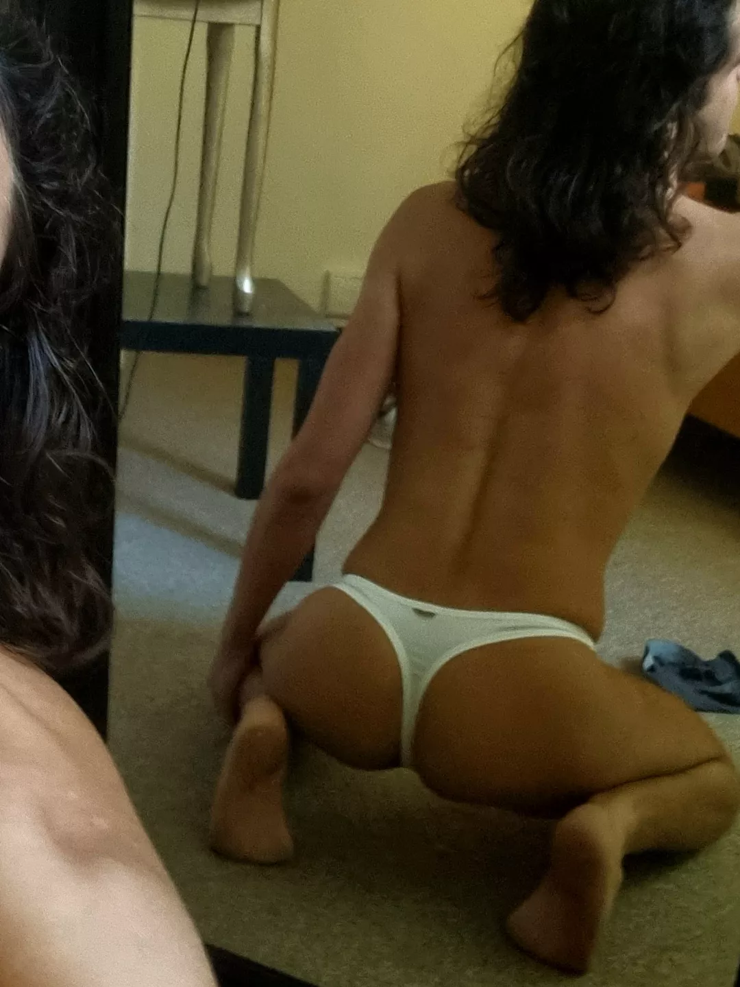 I prefer black thongs, but felt sexy in white today. 