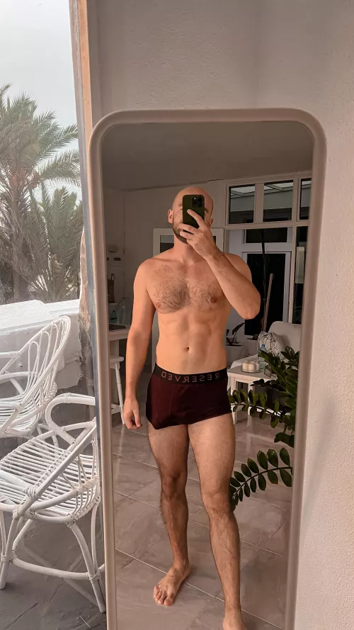 it's a mirror in my friend's house, she was sitting next to me on the sofa and I think she was waiting for me to take off my panties