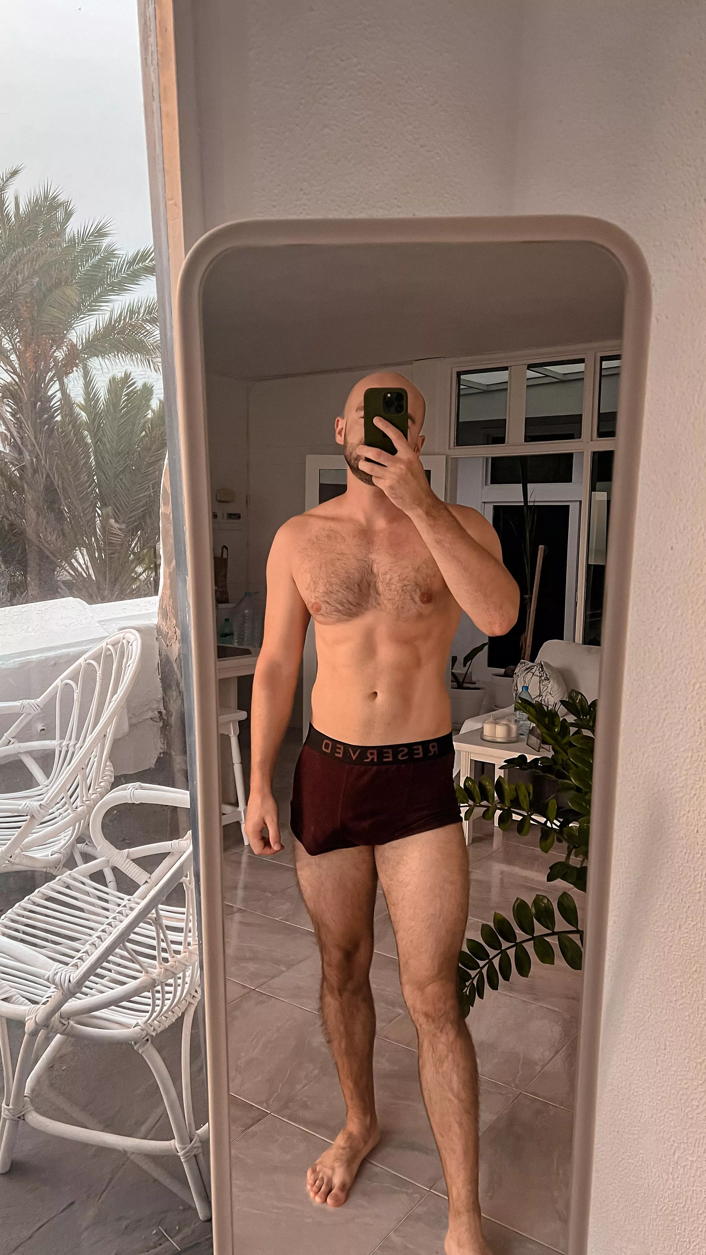 it's a mirror in my friend's house, she was sitting next to me on the sofa and I think she was waiting for me to take off my panties