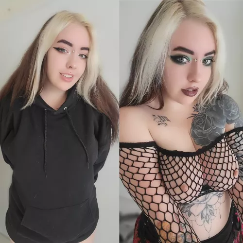 On our date vs when we get home 🖤