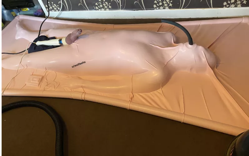 Time-out in the latex vac bed.
