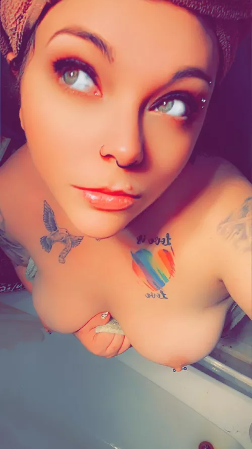 A dick would look better but here I stand with a towel instead between these perfect titties 