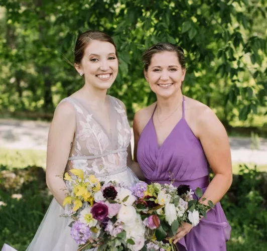 Bride and bridesmaid