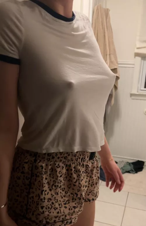 check out my pokies from the side see how far my little bumps sick out