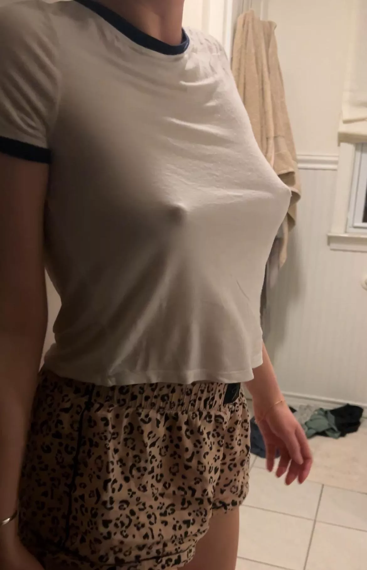 check out my pokies from the side see how far my little bumps sick out