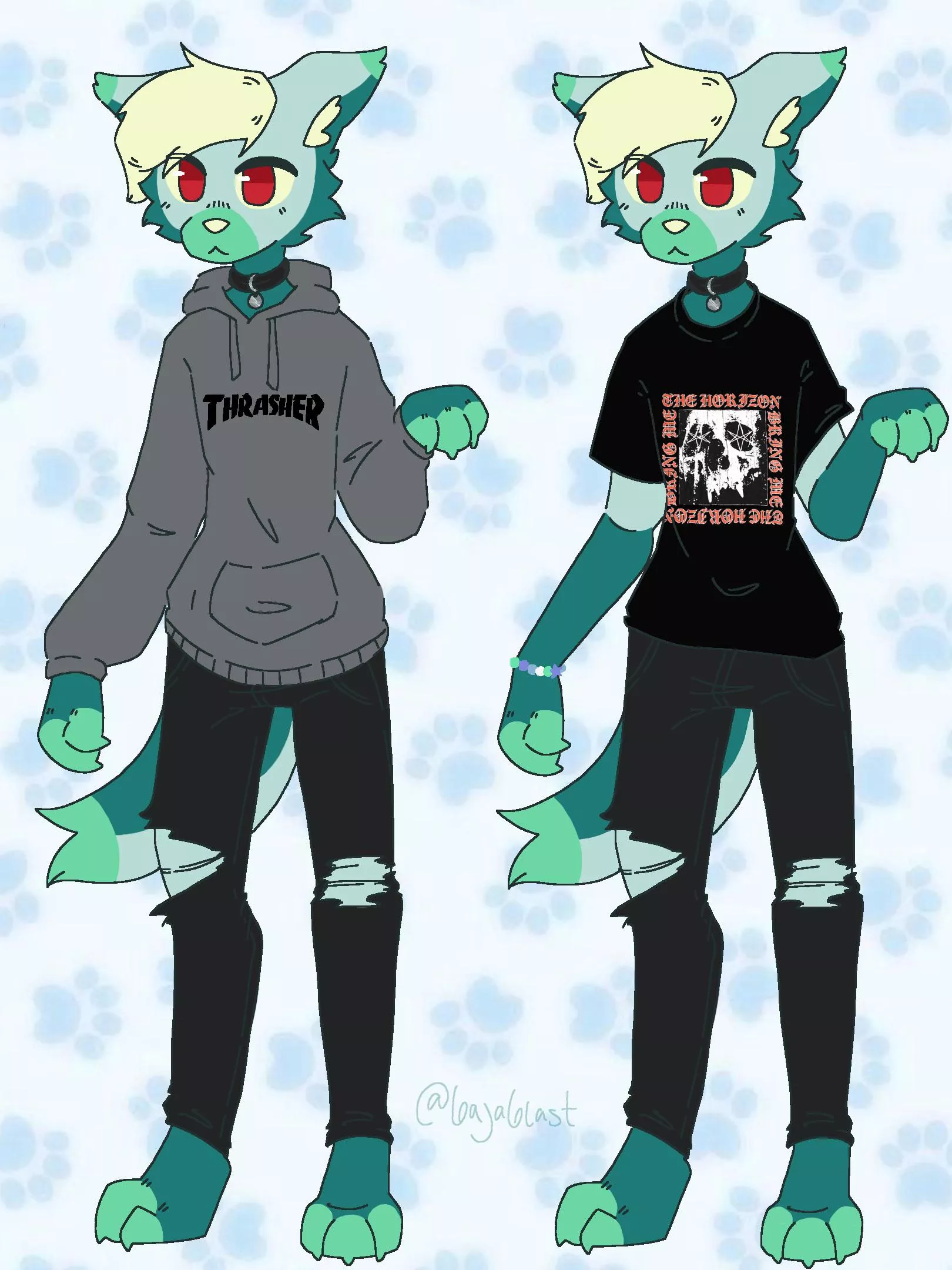 i drew my sona in the outfits i wear often! /art by me :3