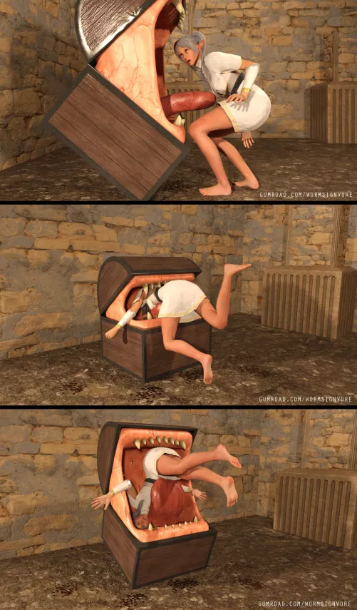 {Image} Mimic Eats Frieren(?/Mimic)(F/Elf)(Soft)(Oral)(unwilling)(nsfw)(OC: WormsignVore Animations)