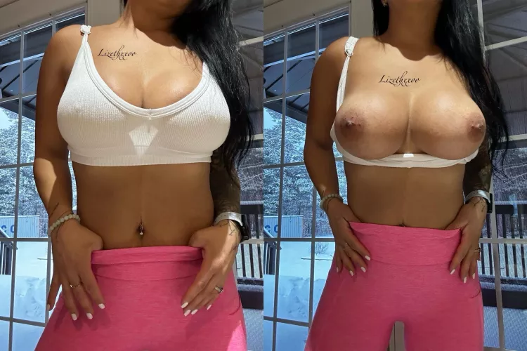 In and out of my sports bra.