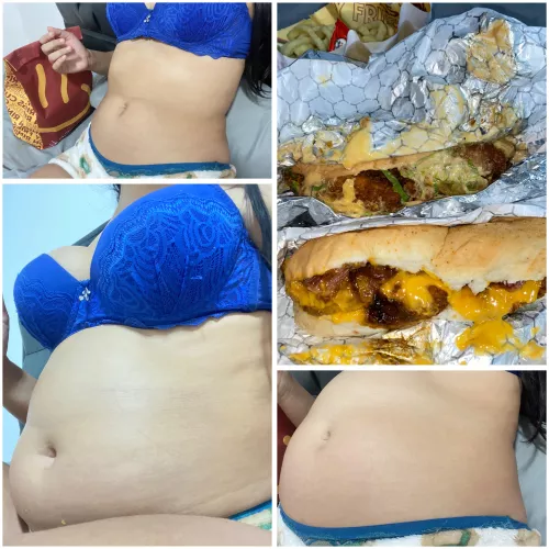 Incredible my change before and after a great Sandwich every day committed makes me bigger and bigger. Who wants to feed this beautiful belly?
