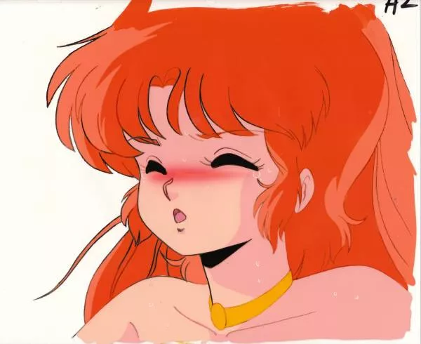 LF Color Source: 1girl, crop, red hair, Yoshiyuki Suga style, choker, retro anime, blush