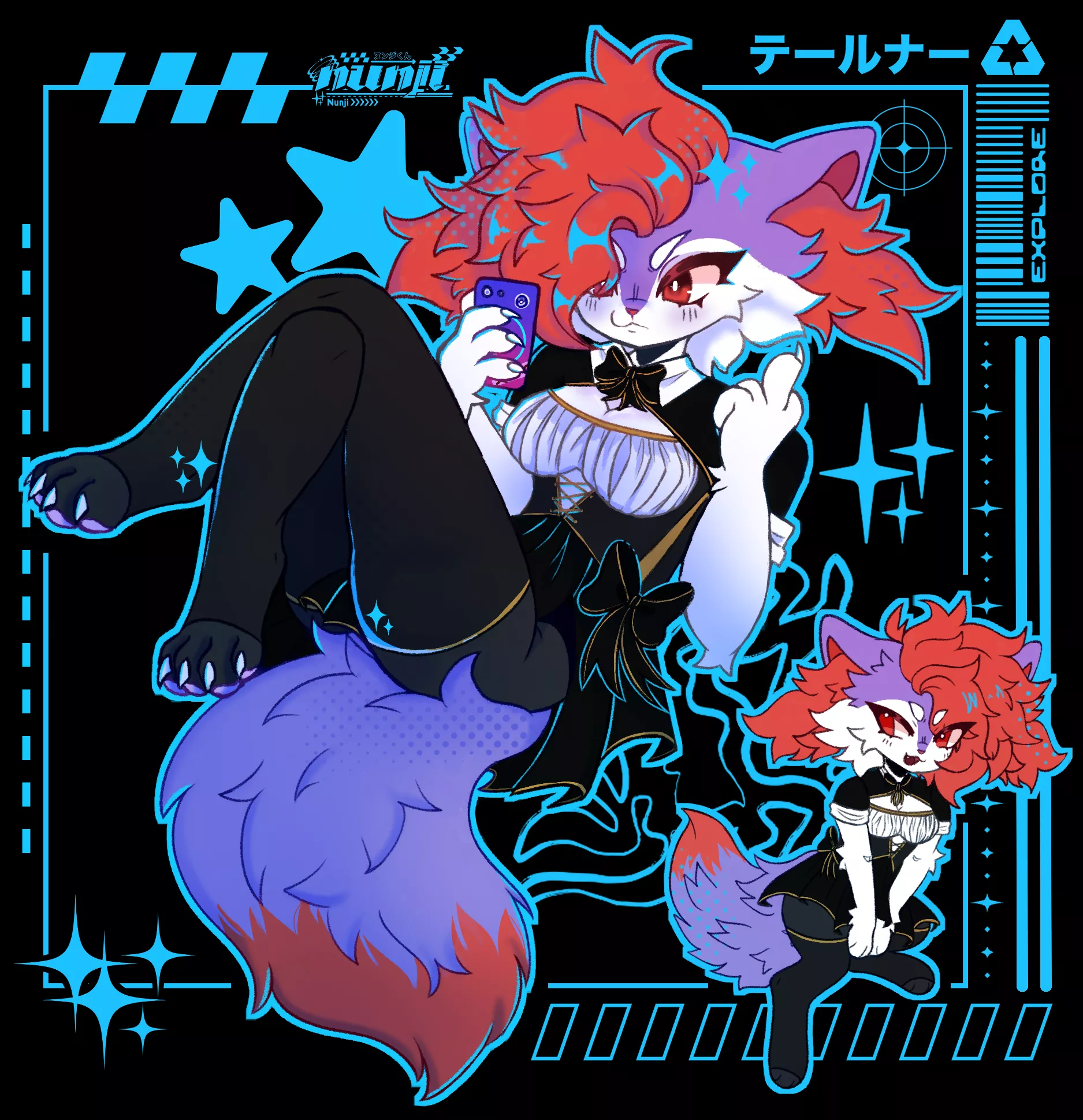 One of my OCs, Chloe Sparks, as a very productive maid (Artist: Nunji)