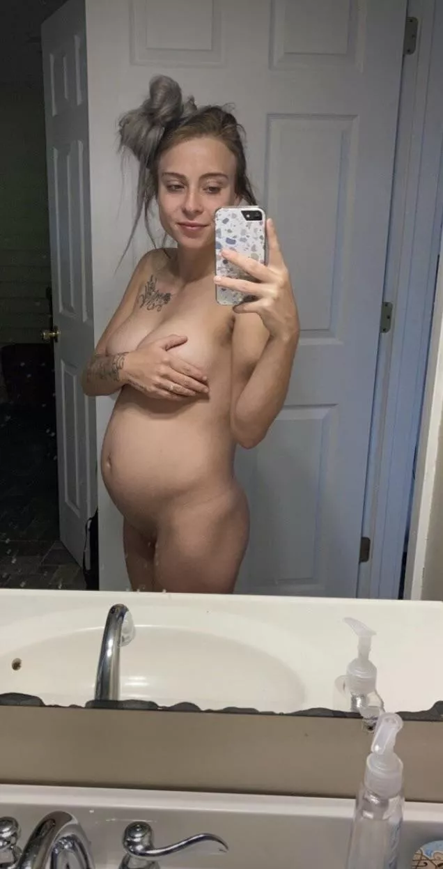 Shower time , where would you clean my pregnant body first ? 🤰🏼