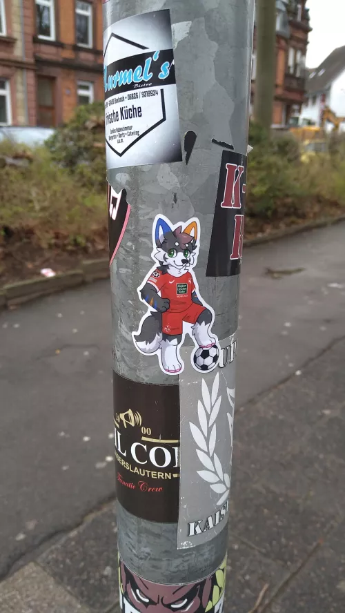 Super cute football furry sticker I found in Germany!