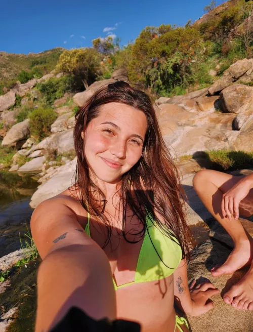 Tight bright neon bikini