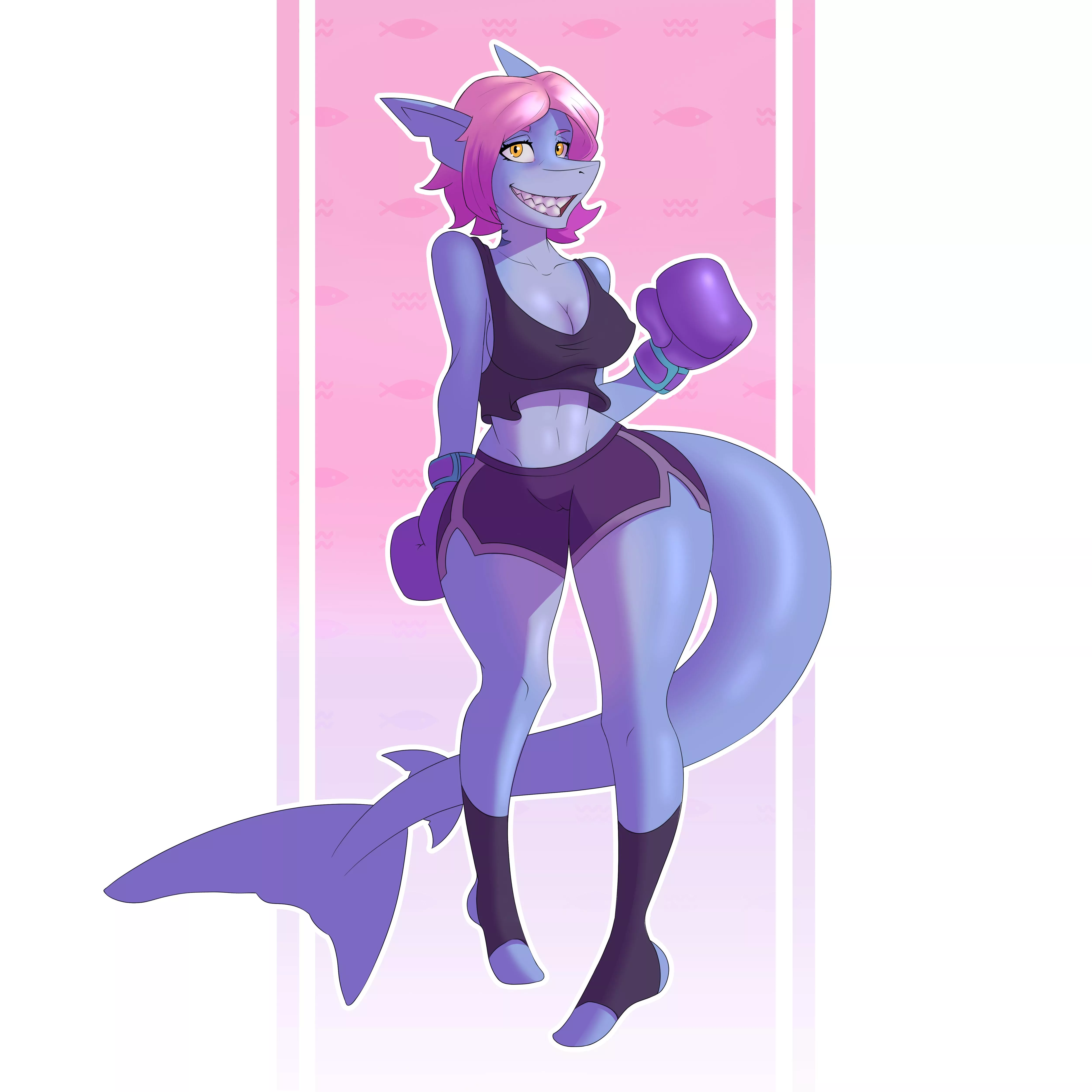 Boxer shark girl (Art by me)