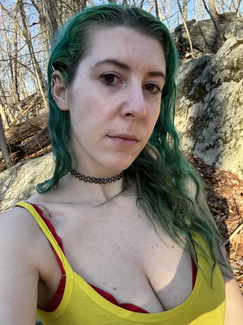 Cleavage out in the woods