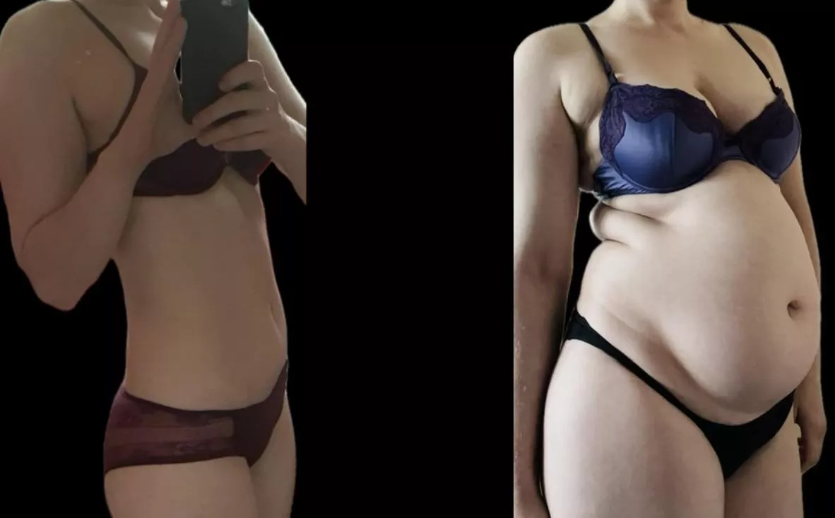 From underweight to borderline obese 😳🤰🥵