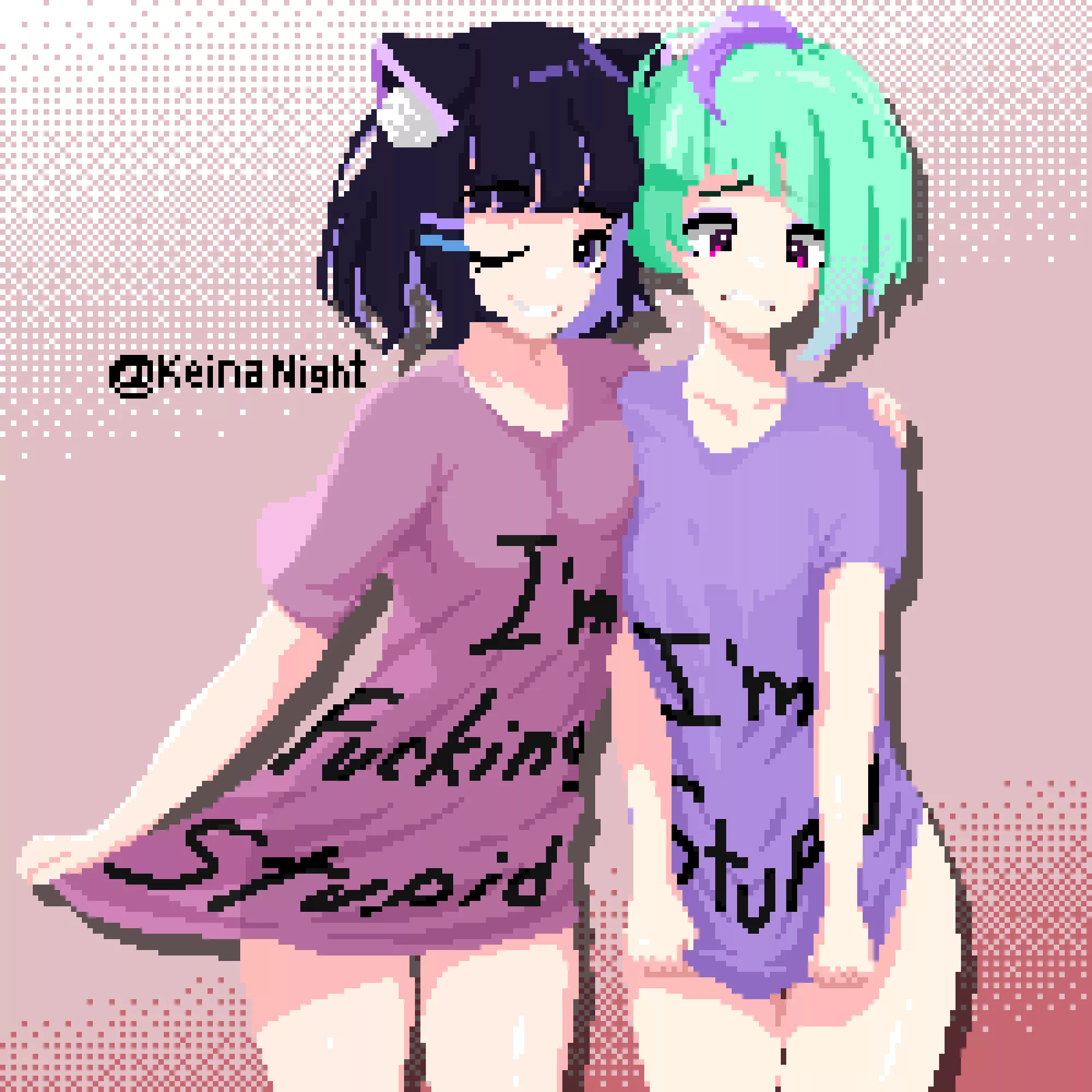 Lil joke art I did of a friend and I's OC's