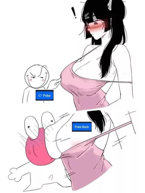 Mono, Meme, Blushing, Black Hair, Big Boobs, Choking, Facebook Poke
