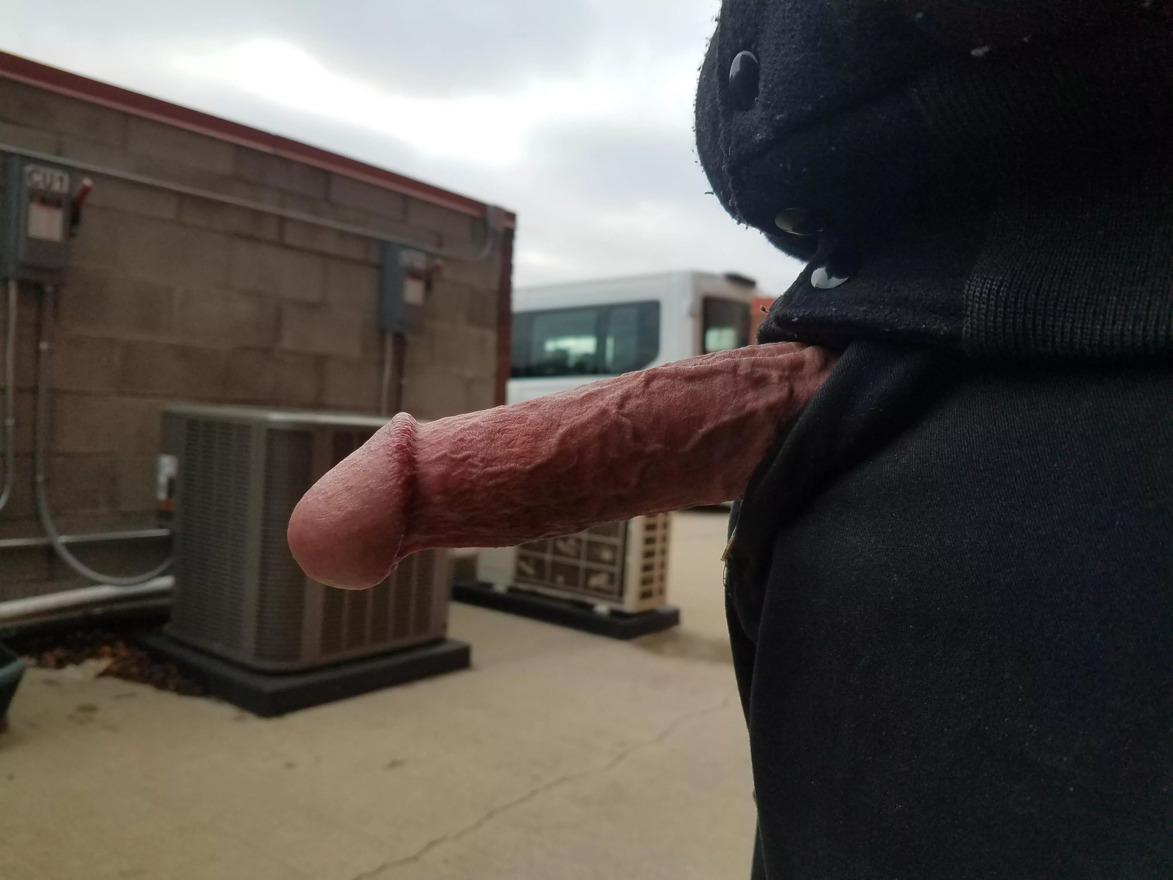 Out back of the building having a smoke and a stroke 