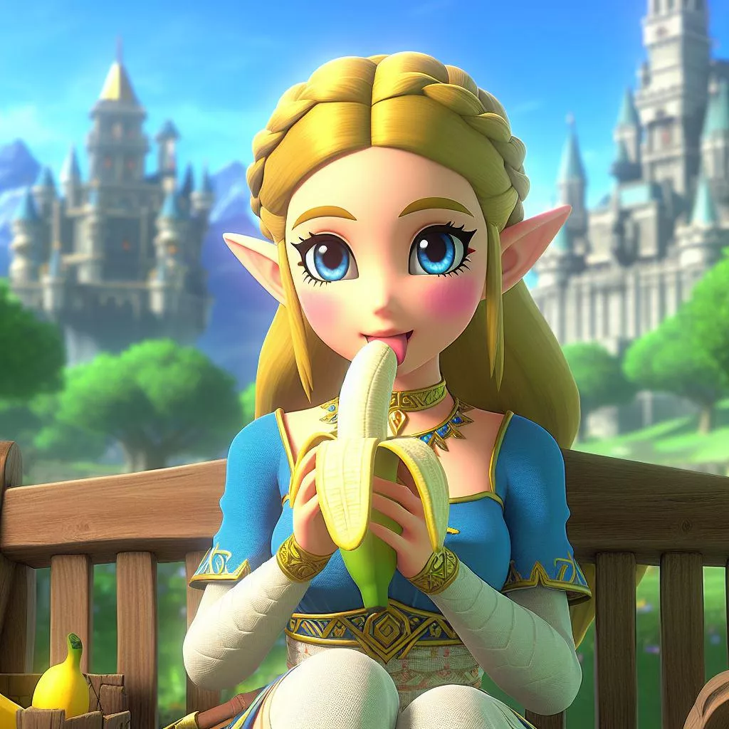 Zelda love her banana(bing ai)