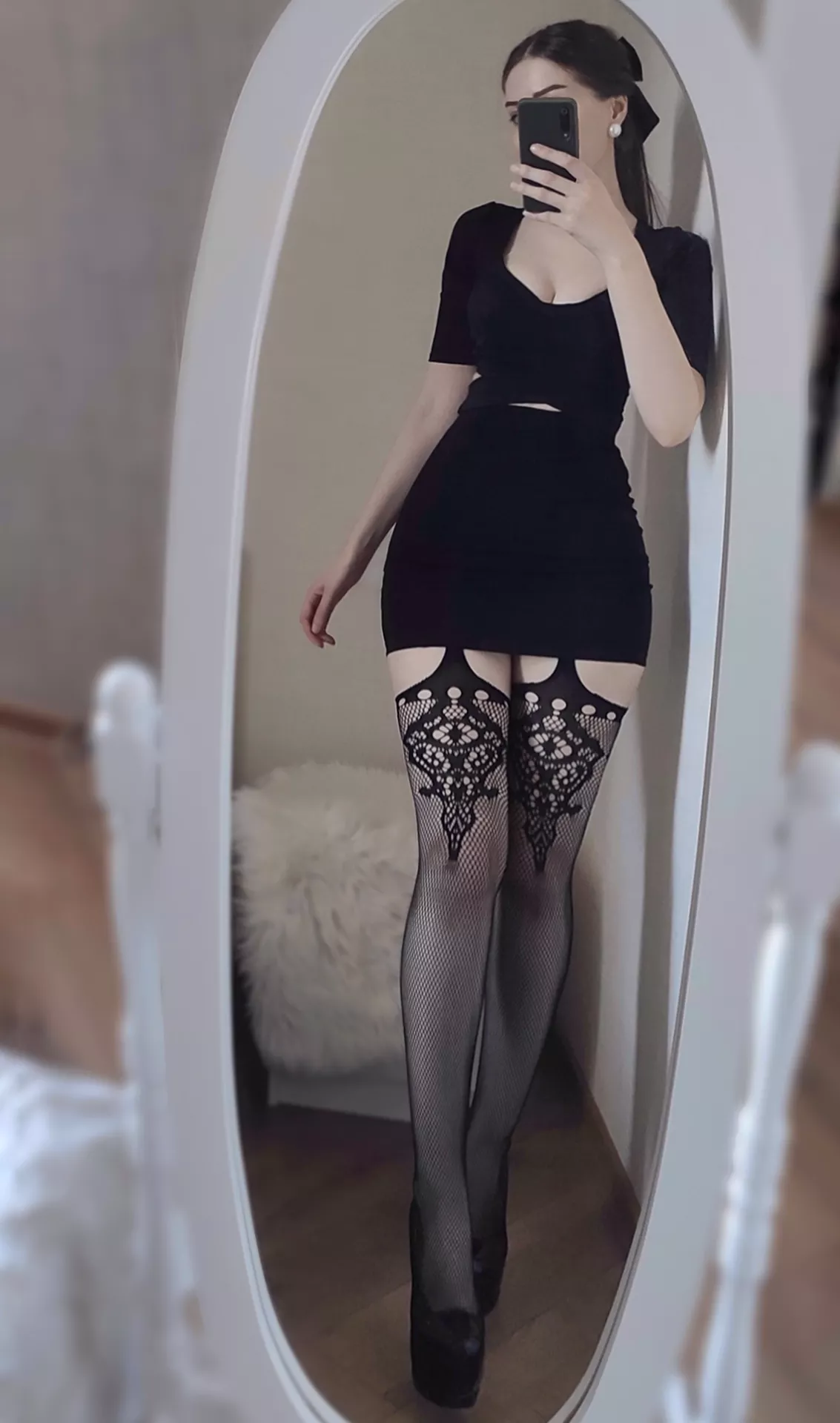 Boss loves fishnet pantyhose 