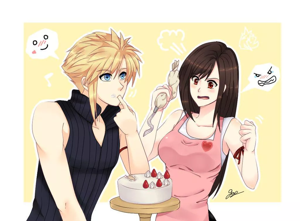 Cloud licks Tifa's delicious cake 🤤😈 