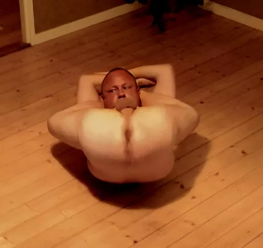 Folded up into a small ball of shithole, cock and feet.. (35).