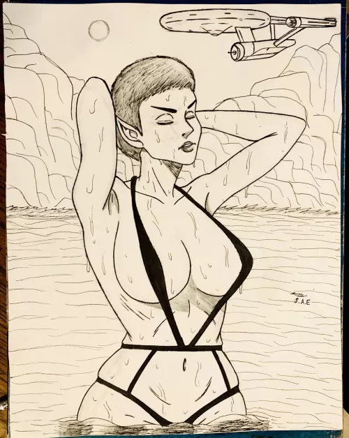 Hey everyone how’s my drawing of a Vulcan from Star Trek.