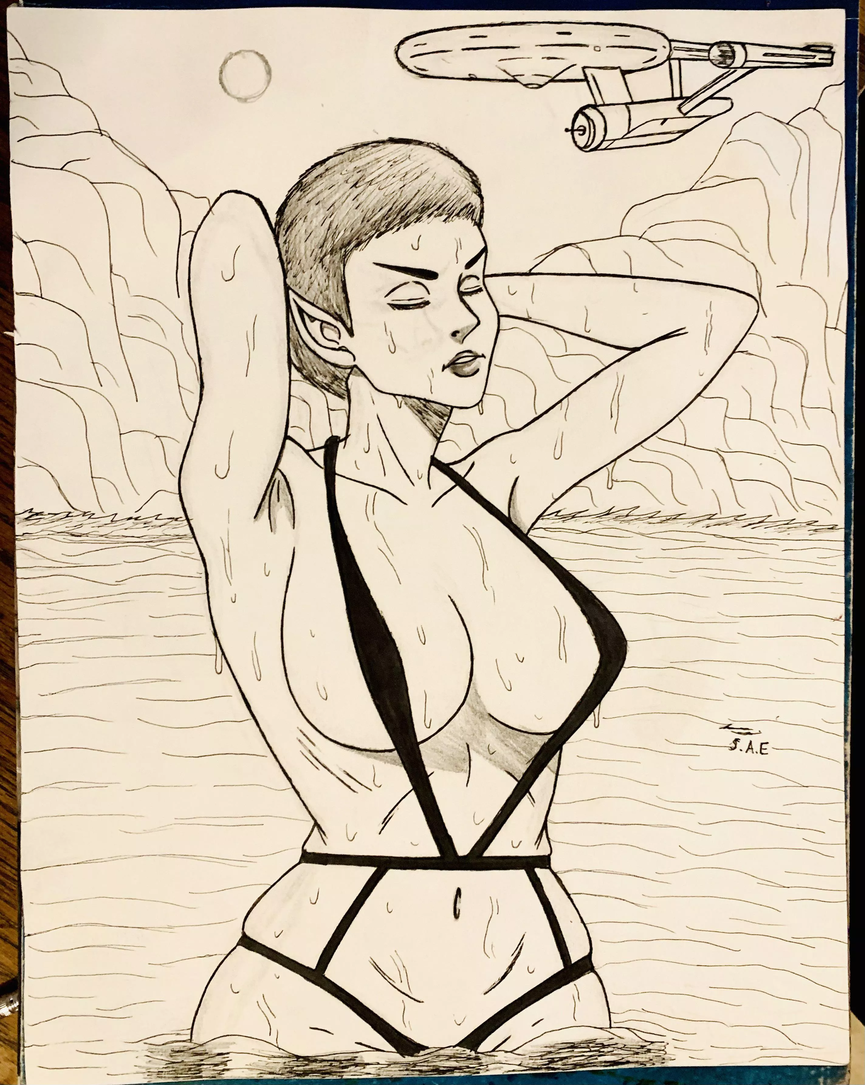 Hey everyone how’s my drawing of a Vulcan from Star Trek.