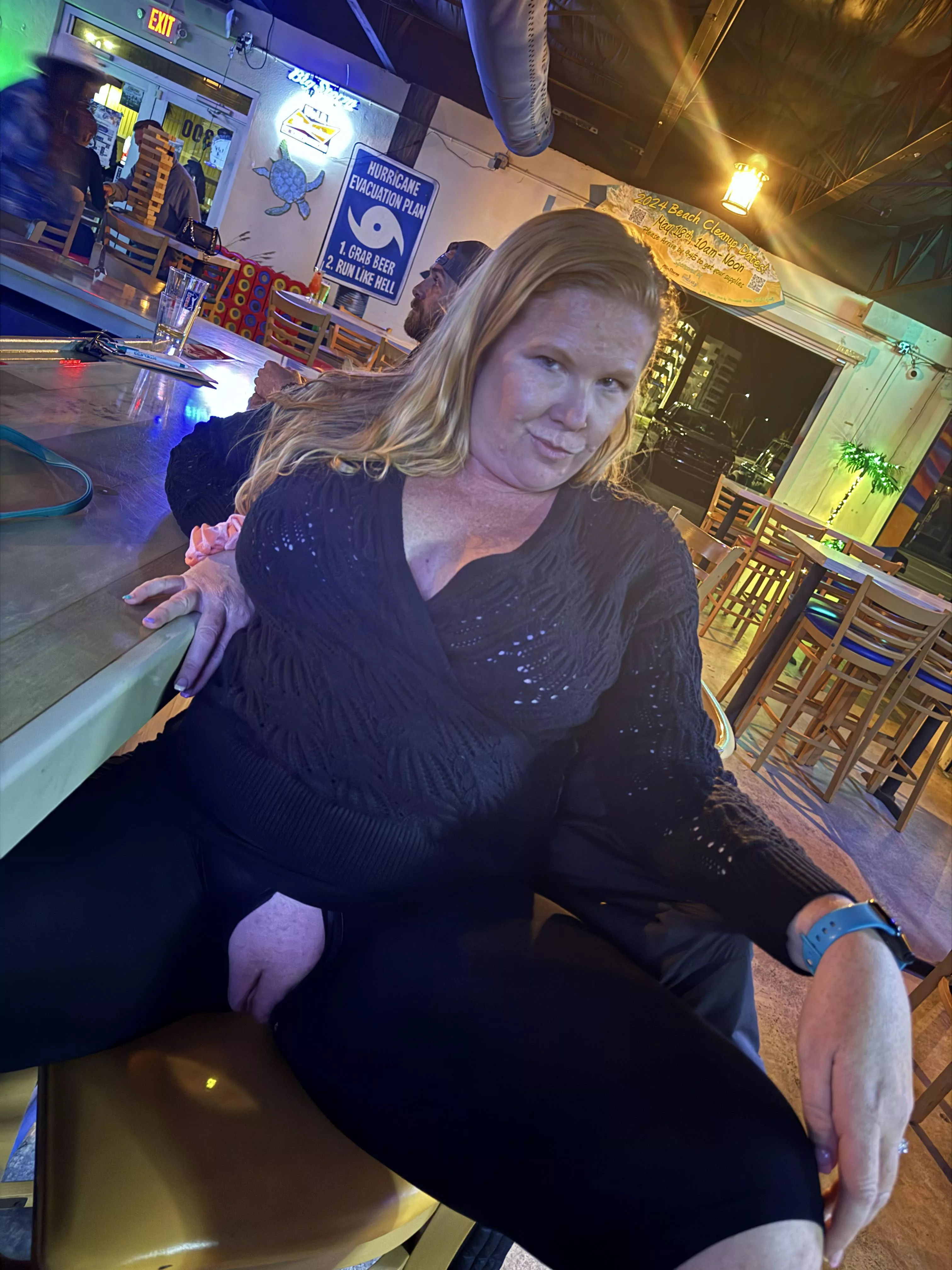 New leggings she wore all night at the bar