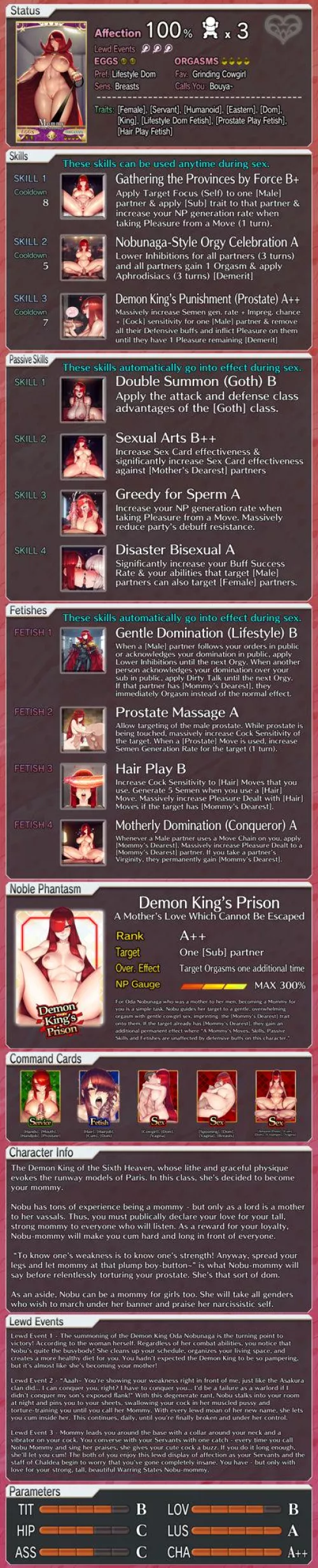 Oda Nobunaga's Lewd Profile! [Bisexual] [Fate Series] [Hair Play] [Femdom] [Prostate Play] [Game Mechanics] [Series]