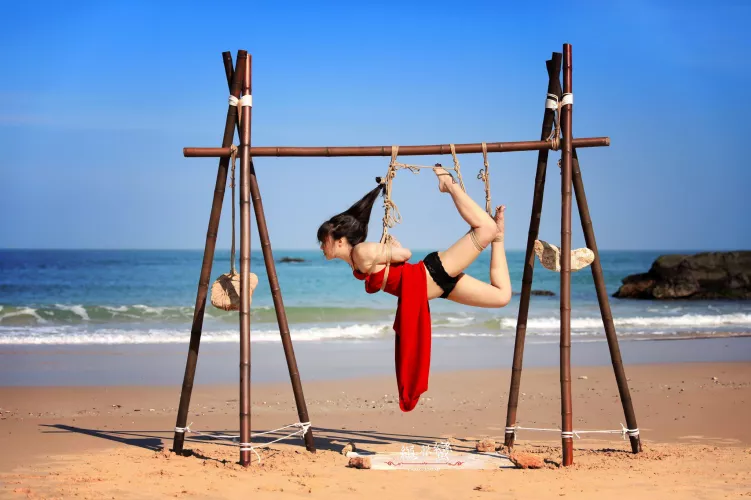 playing at the beach