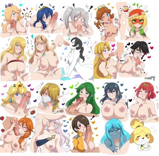 Rosalina, Lucina, Robin, Daisy, MinMin, Samus Aran, Mythra, WiiFitTrainer, Zelda, Bayonetta, Peach, Sheik, Palutena, Byleth, Pyra, Alex, Corrin, MiiGunner, Dark Samus, Isabelle (Karbuitt) [Super Mario, Fire Emblem, Arms, Metroid, Xenoblade, The Legend Of