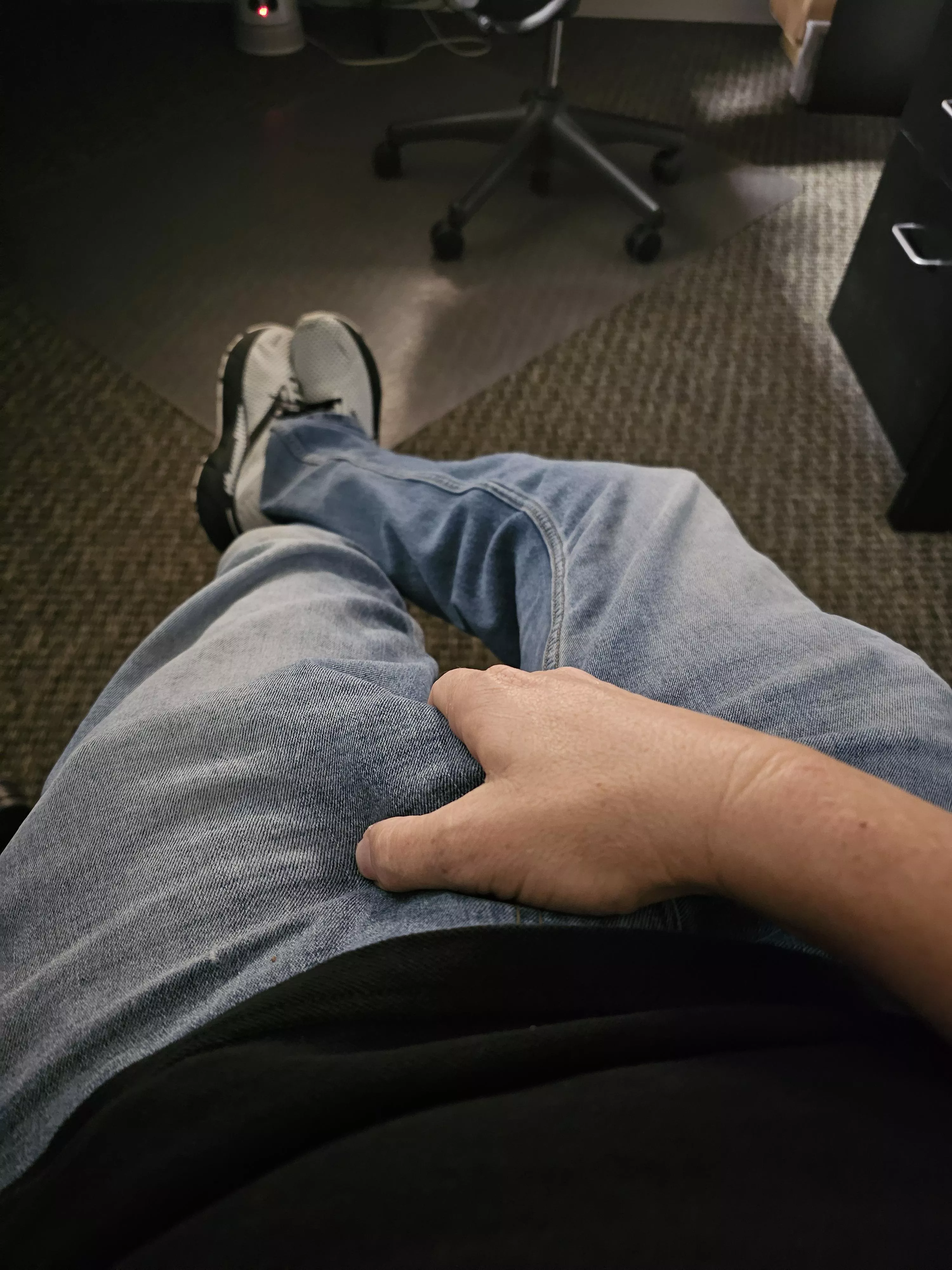 Sitting in a coworkers office scrolling through Reddit