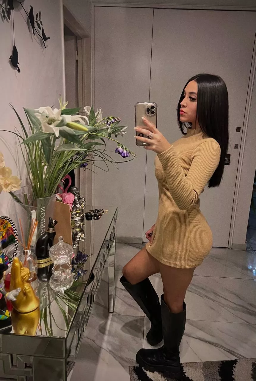 tight dress and boots